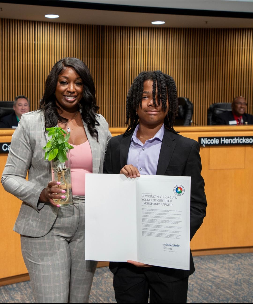 Proclamation recognizing Georgia's youngest certified hydroponic farmer
